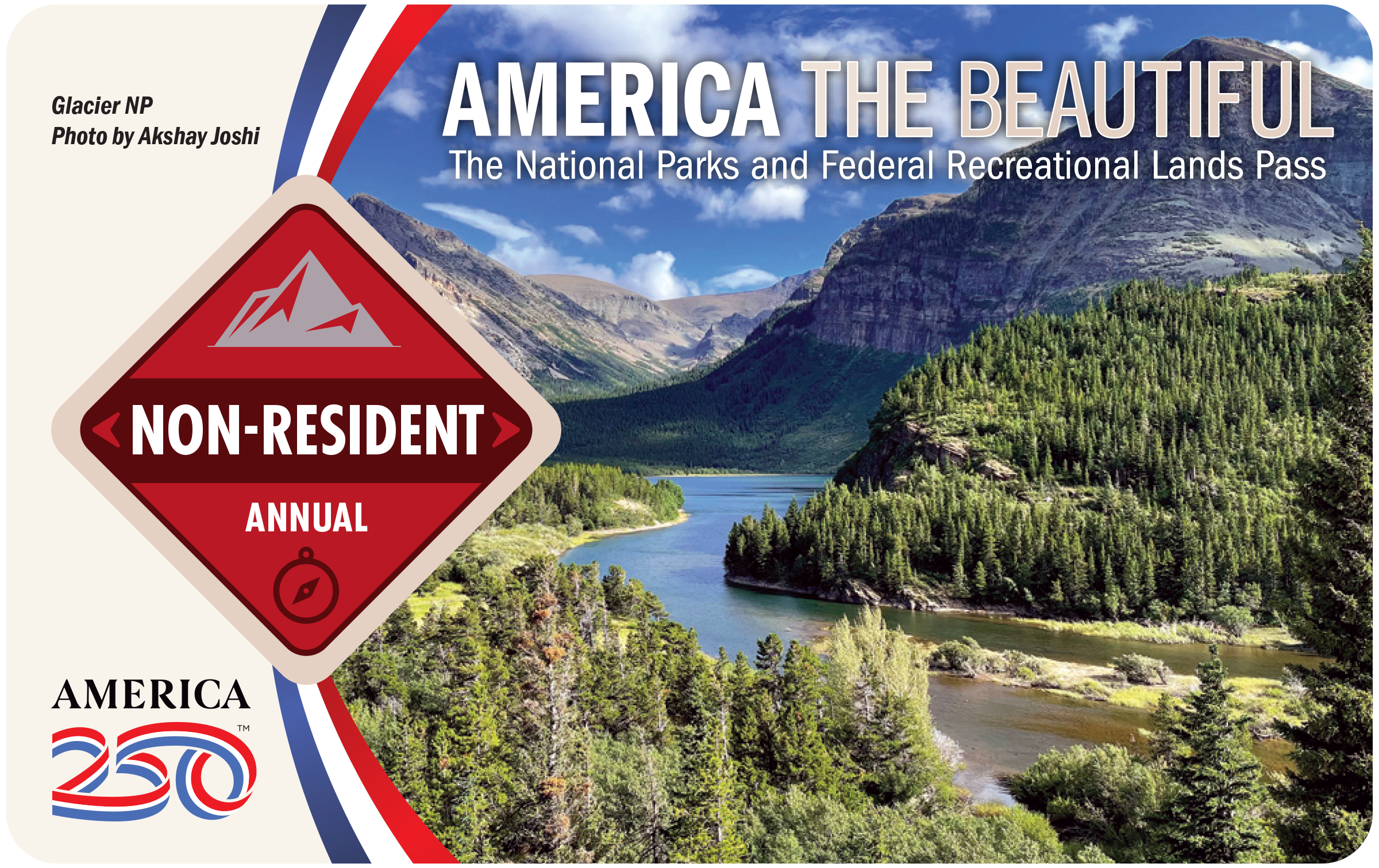 Front of 2026 Non-Resident Annual Pass Featuring Glacier National Park